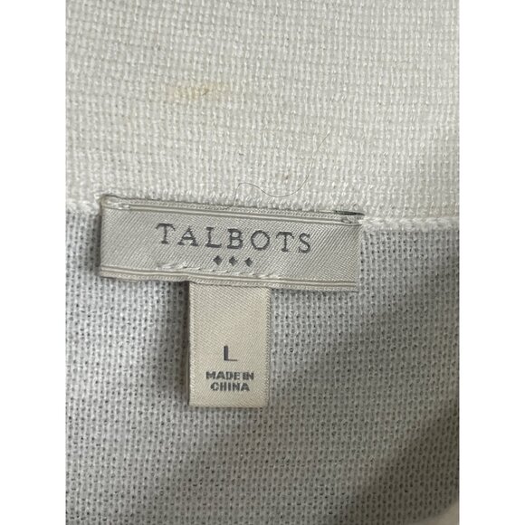 Talbots Large Tunic Boat Neck Sweater Blue, Silver, cream - Picture 5 of 9